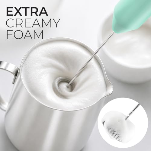 Powerful Milk Frother AA Batteries Included (Sage Mint / Compact Frother + Batteries)