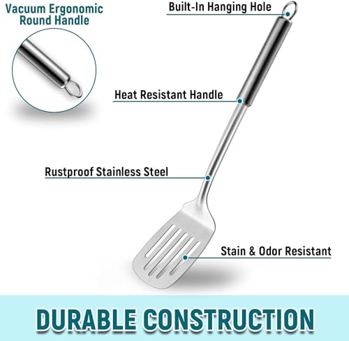 2 Pcs Solid & Slotted Spatula Set (2P-Argent)