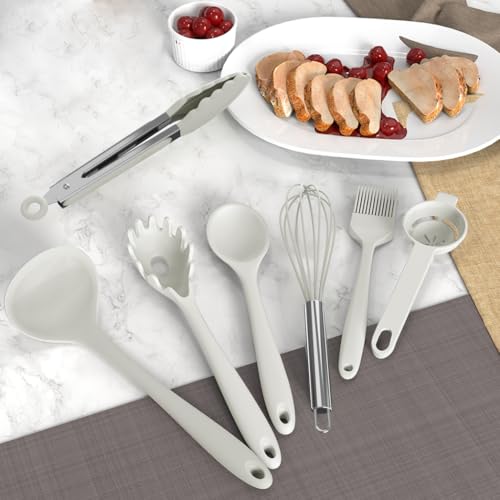 Silicone Cooking Utensils Set (Cream White)