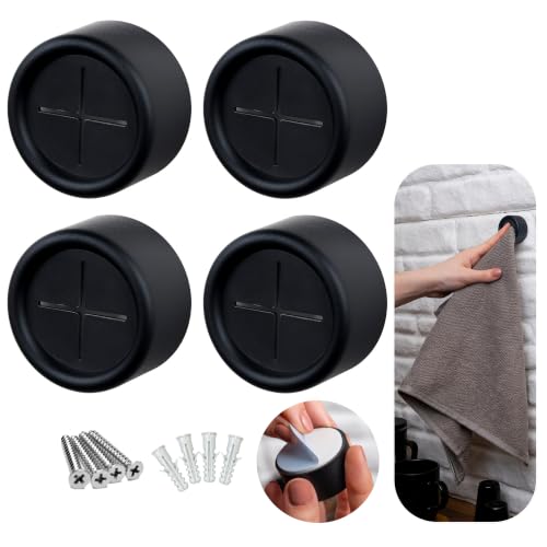 Self Adhesive Dish Towel Holder Hooks (4 Pack / Matrix Black)