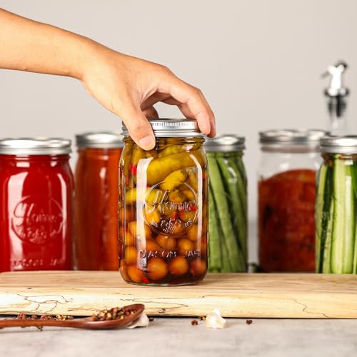 12 Pack Wide Mouth Mason Jars 32 oz (32 oz-12Pack-Home)