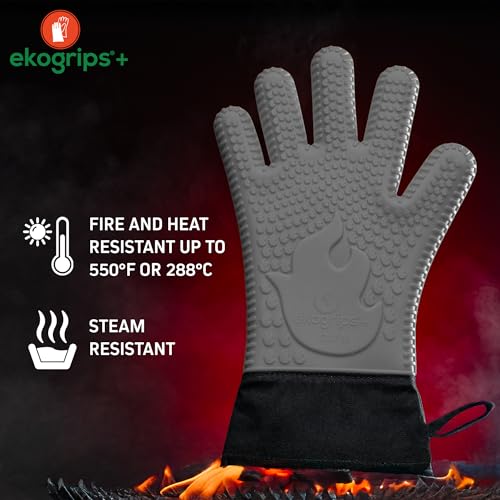 Ekogrips Plus Oven Gloves with Fingers (Gray / OSFM)