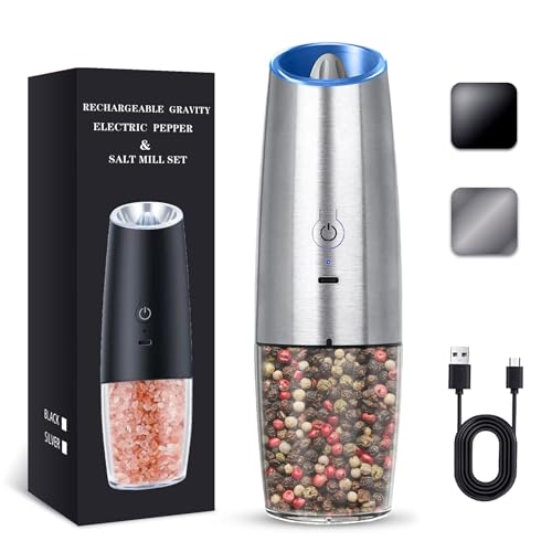 Rechargeable Electric Salt And Pepper Grinder Set (Silver-Single)