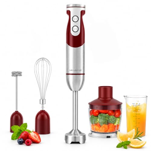 5-in-1 Immersion Hand Blender, 400W, Variable Speed, Red