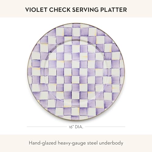 Enamel Serving Platter (Violet Check)