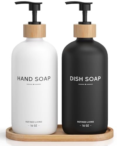 Hand and Dish Soap Dispenser Set (Hand Dish (Black/White))