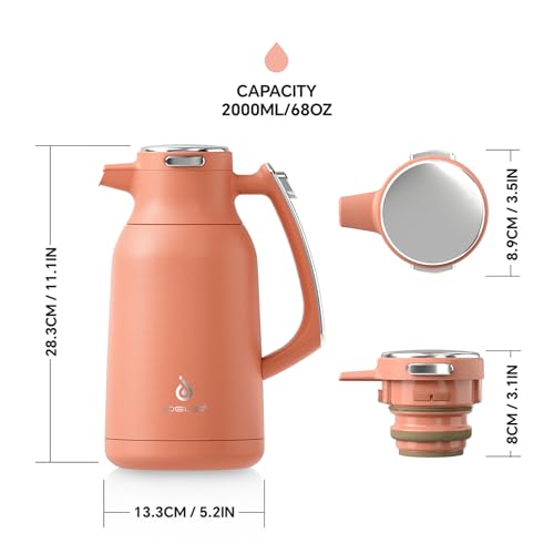Thermal Coffee Carafe 68oz (Coral / 68 Ounces)