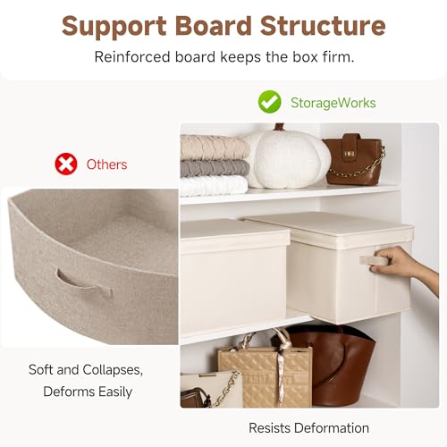 Fabric Storage Bins with Lids (Cream White / Jumbo)