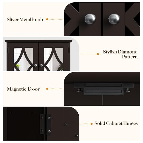 22x25 Bathroom Medicine Cabinet with Mirror (Brown / 5.1"D x 22"W x 25.6"H)