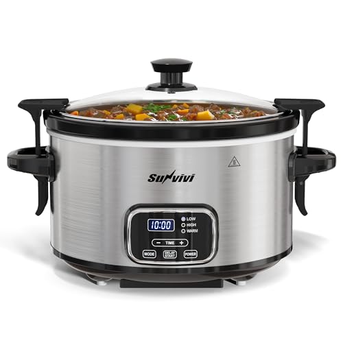 4QT Programmable Slow Cooker with Locking Lid (4 Quarts / Silver)