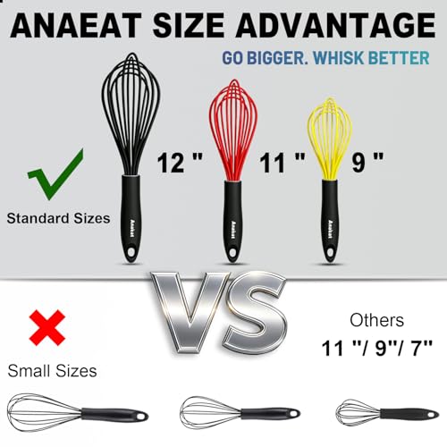 Silicone Balloon Whisk (9+11+12 inch / 3 Pcs Multicolor)