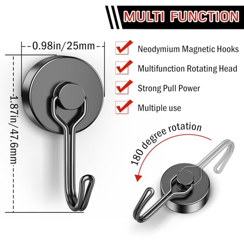 10 Pack Black Magnetic Hook (10 Count)