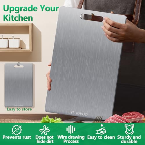 Titanium Cutting Board for Kitchen Set of 3 (Silver / M+L+XL)