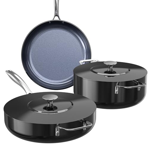Essential Series 5PC Ceramic Cookware Set PFAS (Black Coffee)