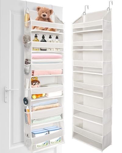Over The Door Organizer with 6 Large Pockets 12 Side Pockets (Ivory / 1 Pack)