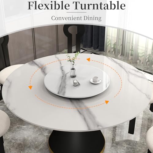 31.5" Lazy Susan for Table Top Tempered Glass Rotating Serving Tray for Dining Table (White / 80CM)