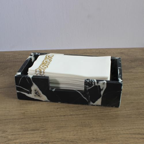 Natural Calacatta Black Marble Napkin Holder 9.8"x4.9"x2.8" (9.8" × 4.9" × 2.8" - Guest Towel Black)
