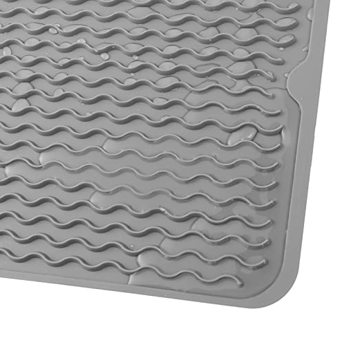 Silicone Dish Drying Mat for Multiple Usage (Gray / 12"L x 12"W)