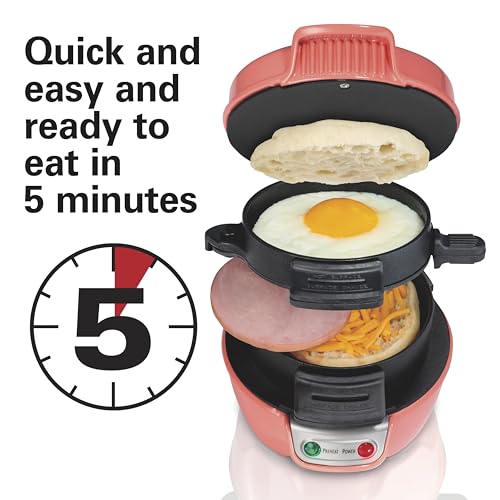 Breakfast Sandwich Maker with Egg Cooker Ring (Coral / Single)