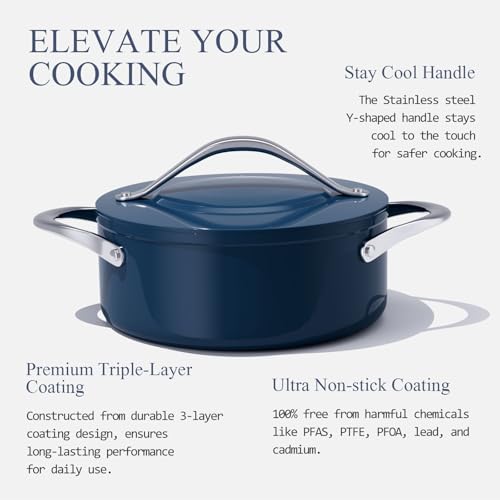 Ceramic Dutch Oven with Lid (Navy Blue)
