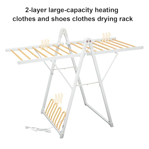 Heating Clothes Drying Rack Foldable Shoes Socks White