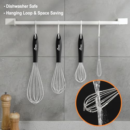 Stainless Steel Whisk Set of 4 (4pcs: Silver 6.7"+9.3"+10.4"+12")
