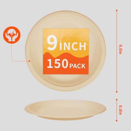 Compostable Paper Plates 9 Inch (Brown)