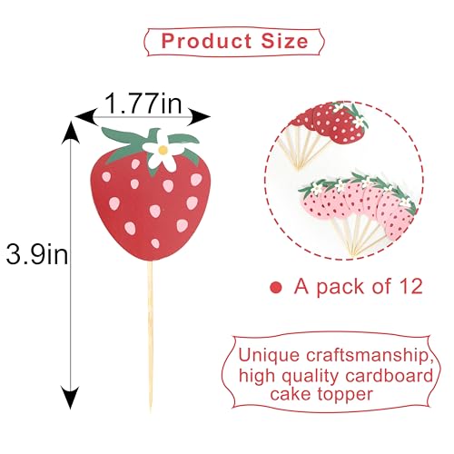 Strawberry Birthday Cupcake Toppers