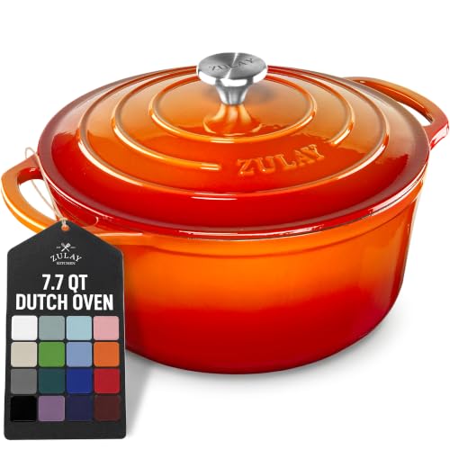 7.7 Quart Enameled Cast Iron Dutch Oven Pot with Lid (Orange / 7.7 Quart)