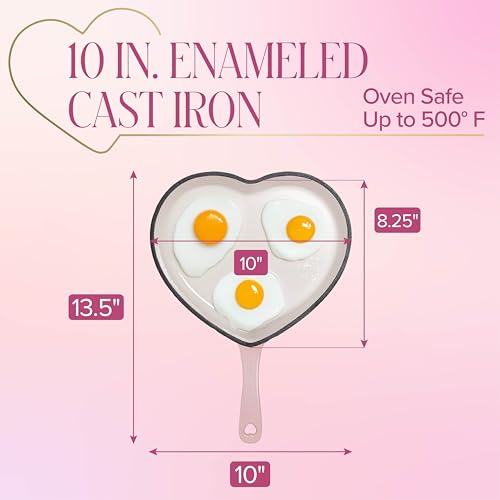 Enameled Cast Iron Heart Skillet Pan (10-Inch Skillet / Pink)