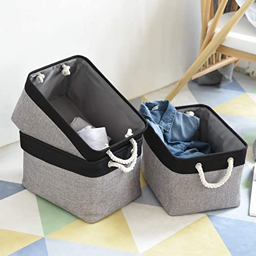 Storage Cubes with Handles (Black&Gray / Large (Pack of 4))