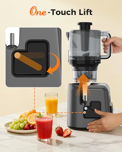3-in-1 Cold Press Juicer Machines, 6.5" Mega Chute for Whole Fruit, Slow Masticating Juicer with Sorbet & Nut Milk Maker, BPA Free, 100 OZ Hopper, Easy Clean, Oxide Gray