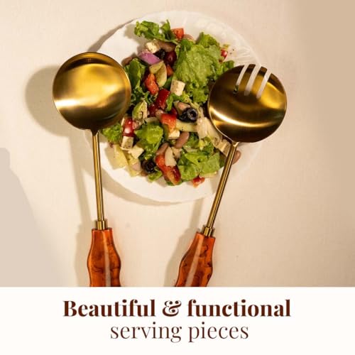 Resin Metal Salad Servers (12 x 3 inches / Brownish Hue)