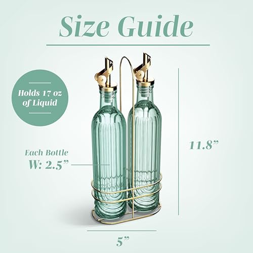 Glass Olive Oil Bottle Dispenser (Elegant Fluted / Green)