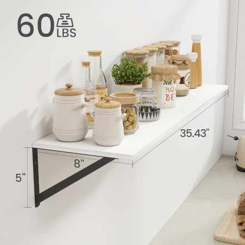 White Deep Floating Shelves for Wall