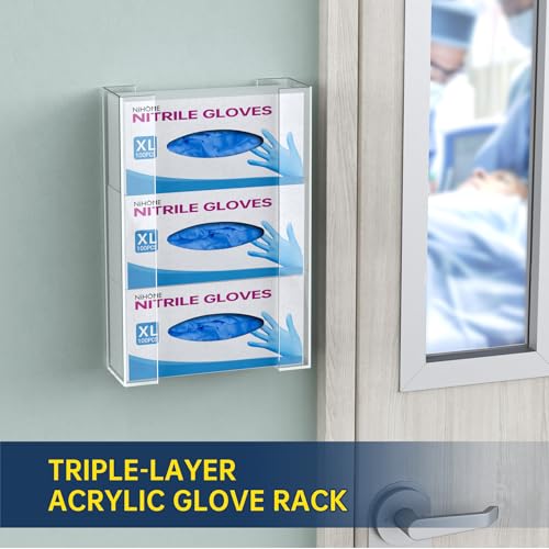 3 Tier Clear Acrylic Glove & Tissue Box Holder Dispenser