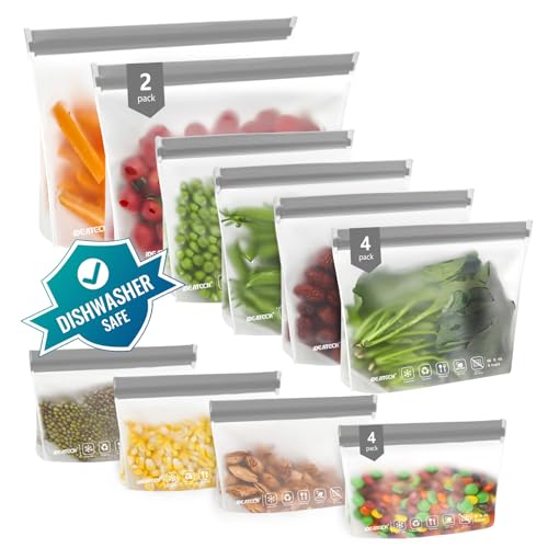 12Pack Food Storage Bags Dishwasher Safe (Grey)