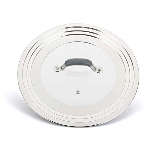 Universal Pans Pots Lid Cover Fit All 8.25 Inch to 12 Inch Pots (Arc-shaped Handle / Gray)