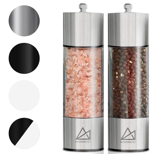 Salt and Pepper Grinder Set Manual 2 Pack (Stainless Steel)