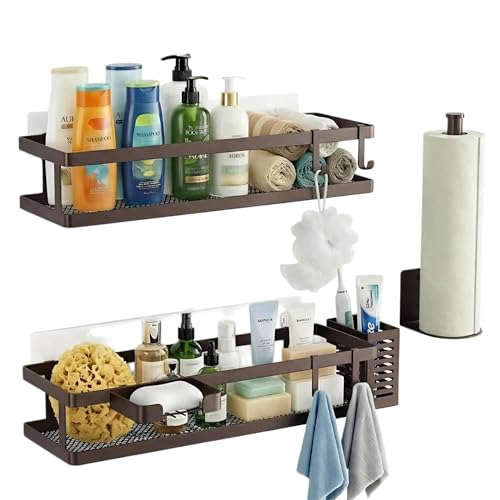 5-in-1 16.5" Extra Long Kitchen Organizer & Shower Caddy Set, Wall Mount Spice Rack with Paper Towel Holder, Utensil Holder & Soap Dish, Rustproof Mesh Storage Rack, Vintage Bronze, Guardrail (Vintage Bronze / 5-in-1 Minimalist (16.5" Extra Long))