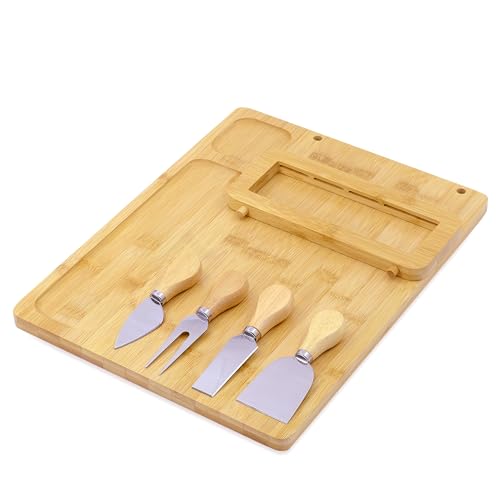Bamboo Charcuterie Boards Cheese Board Knife Set (13" x 7.9" x 0.6")