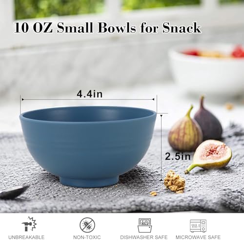 wheat straw small bowls 10oz set of 8 (10 oz / Navy blue,Green,Yellow,Orange)