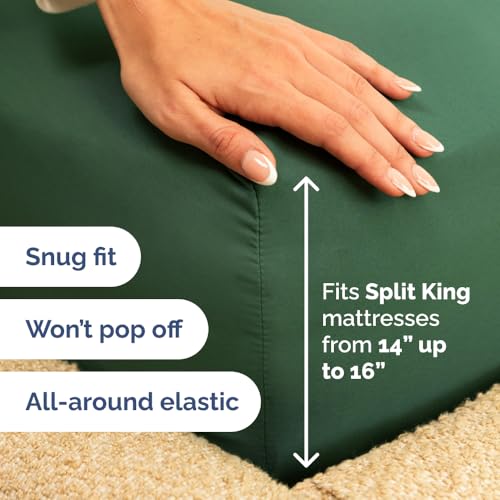 Flex Top Split Head King 4 Piece Sheet Set (17 - Emerald Green / Split Head/Flex Top)