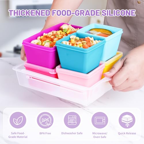 Silicone Freezer Molds with Lids (Retro Rainbow / 4x 1-Cup & 2x 2-Cup)