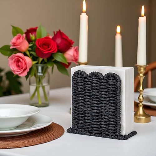 Scalloped Napkin Holder for Table Home Rustic Room Decor (Black / Standing Style1)