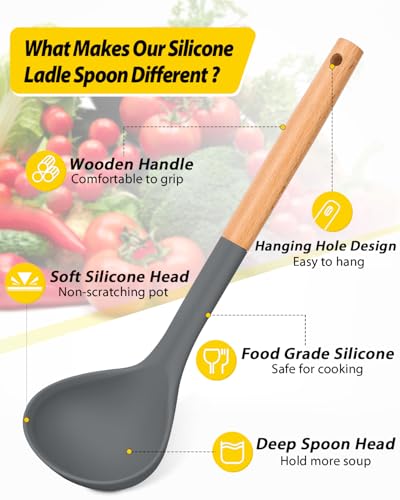 Silicone Soup Ladle Spoon Kitchen Utensils (2 Count)