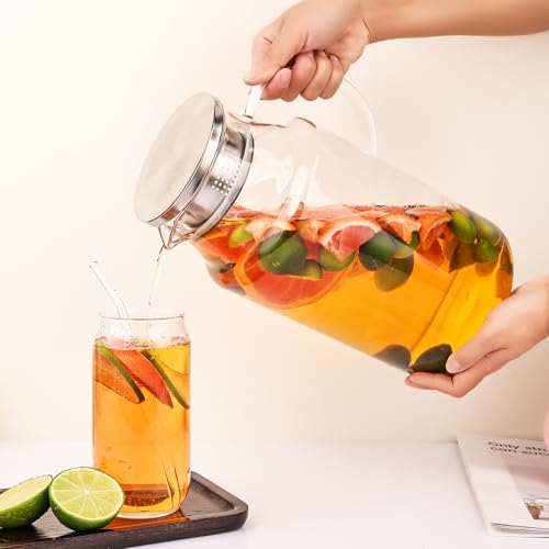 128oz Glass Pitcher with Lid (128oz)