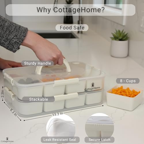 Snackle Box Container with 8 Removable Compartments (Cream / Large Snackle Box Containers)