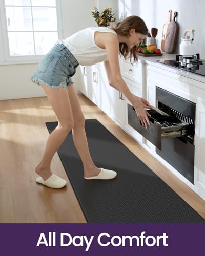 Kitchen Floor Mats Cushioned Anti Fatigue (Black / 59"l X 17"w X 0.4"th)