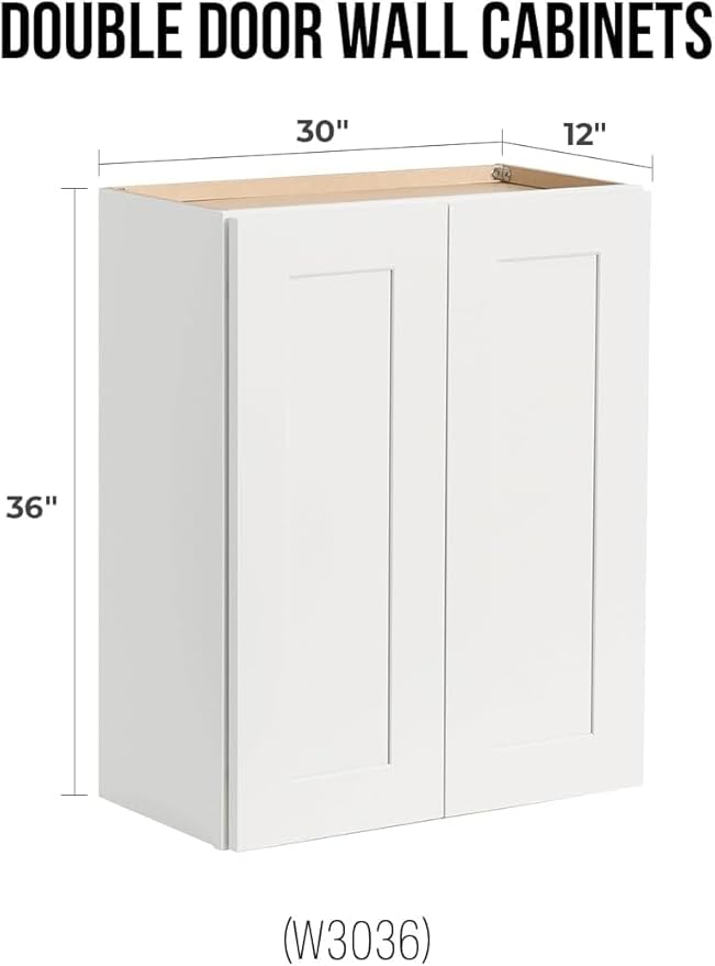 Wall-Mounted Cabinet – Solid Wood Shaker Style Medicine Cabinet with Adjustable Shelves & Soft-Close Doors for Bathroom, Kitchen, and Office Storage (White, 27" W x 12" D x 42" H)